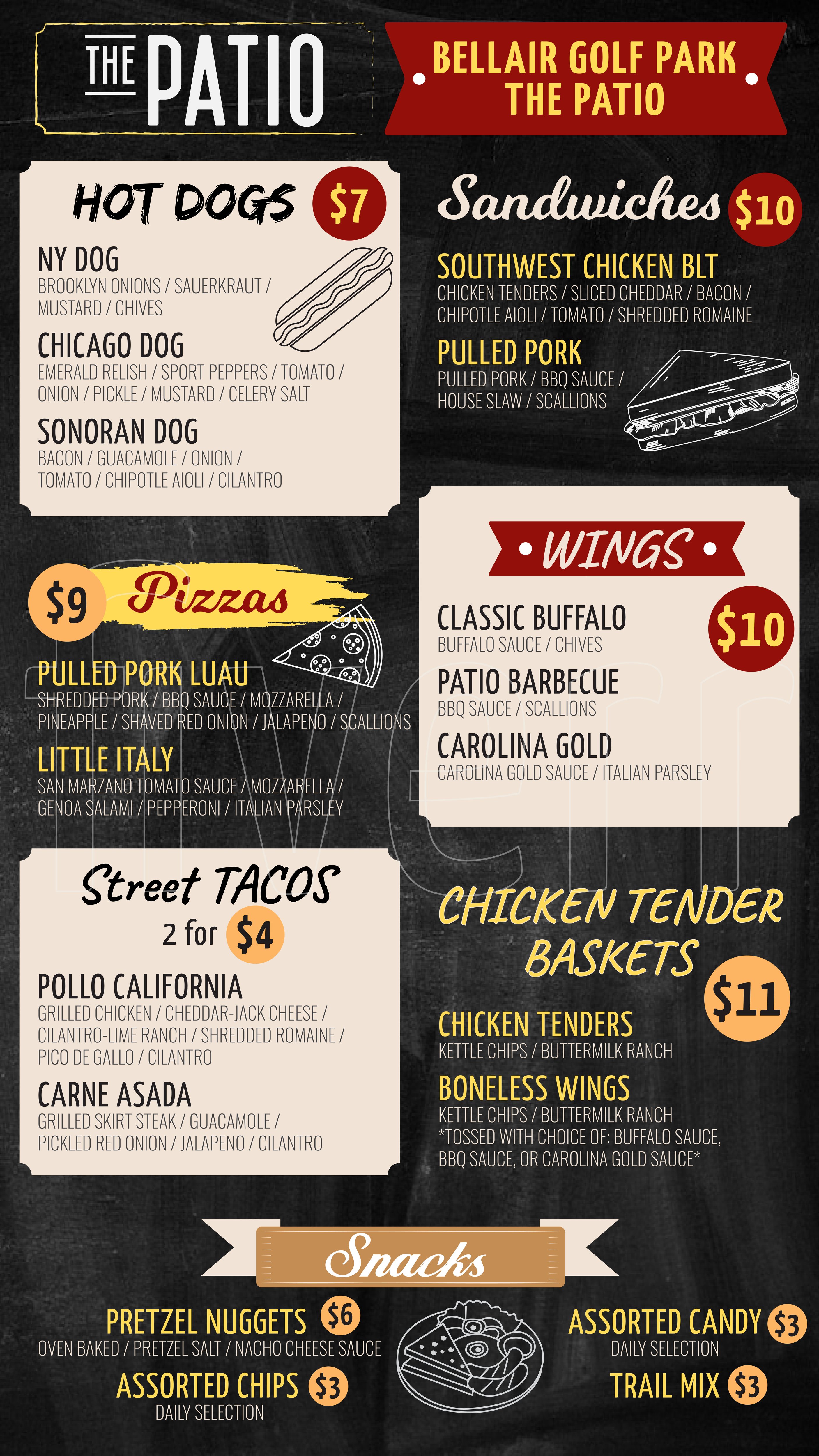 The Patio Food Menu